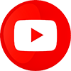 Youtube logo with a red round background and a white play button in the center.